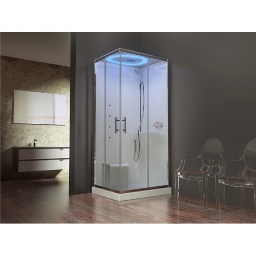 Cabine Hamman EON A 100x80 cm - Droite - Mitigeur Mécanique - Receveur 11.5 cm - Blanc Mat