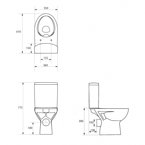 Pack WC sol VELVET sans bride sortie horizontale Plan technique pack wc velvet