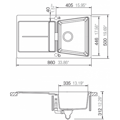 Evier de cuisine OPUS 1 grande Cuve Croma - EV1101L Opus d 100