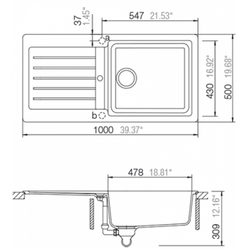 Evier de cuisine Typos 1 Grande cuve EV 51011 Alpina Typos 1grande cuve d100 l