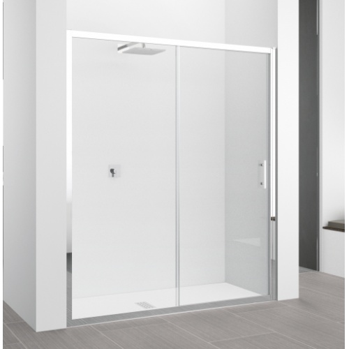 Paroi de douche coulissante ZEPHYROS 2.0 2P - Silver - Transparent - 100cm