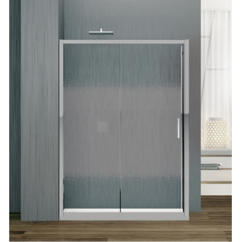 Porte coulissante Zephyros 2P 150 cm, verre Sérigraphié, profilés Silver