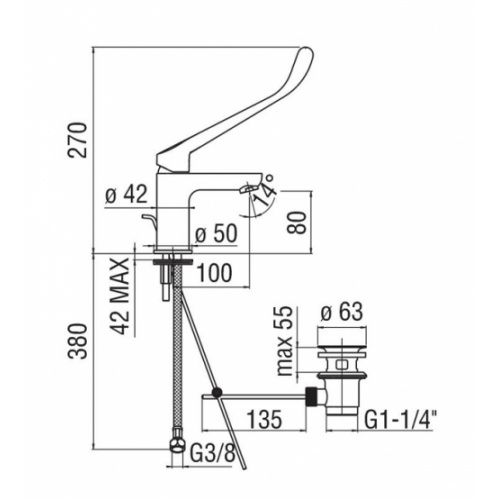 Mitigeur médical SANITARI PMR - AS87118/1CCR As87118 1ccr fiche technique