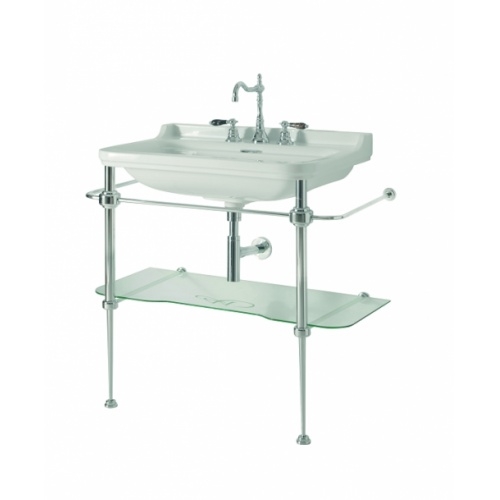 Ens. lavabo rétro 80 cm monotrou + piètement chromé WALDORF