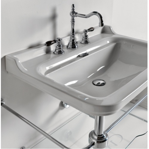 Ens. lavabo rétro 80 cm monotrou + piètement chromé WALDORF Wd10055 amb