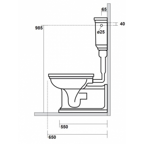 Bloc WC Rétro complet réservoir mi-haut WALDORF Côtes coté wd4116