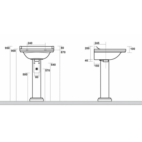 Colonne céramique pour vasque WALDORF WD4170 Schéma Technique