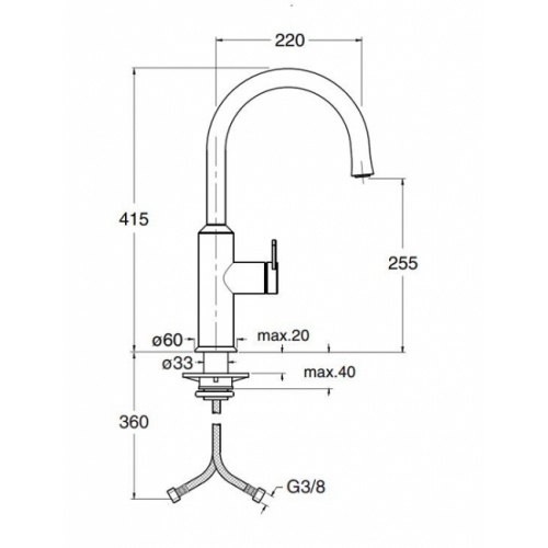 Mitigeur pour évier de cuisine ALTO 100% Inox - KX52528 Kx52528 plan