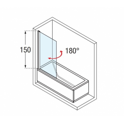 Pare-Baignoire pivotant AURORA 1 - 70 cm - Verre Transparent Aurora1 schéma