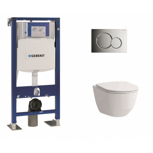 Pack WC Geberit UP320 + Cuvette sans bride Rimless + plaque sigma CHR brillante 