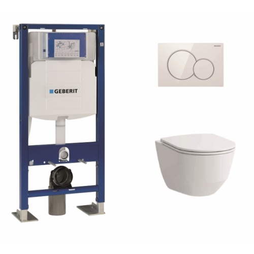 Pack WC Geberit UP320 + Cuvette sans bride Rimless + plaque sigma blanche