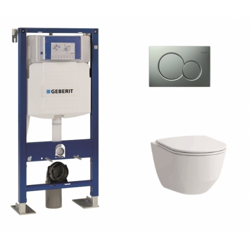 Pack WC Geberit UP320 + cuvette sans bride Rimless + plaque Sigma CHR mate