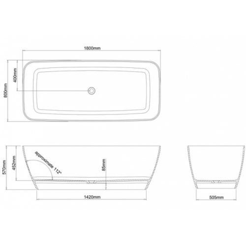 Baignoire à poser CLEARWATER Vicenza 180x80cm N7dcs