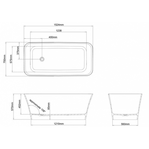 Baignoire à poser CLEARWATER Palermo Petite N4ccs 3