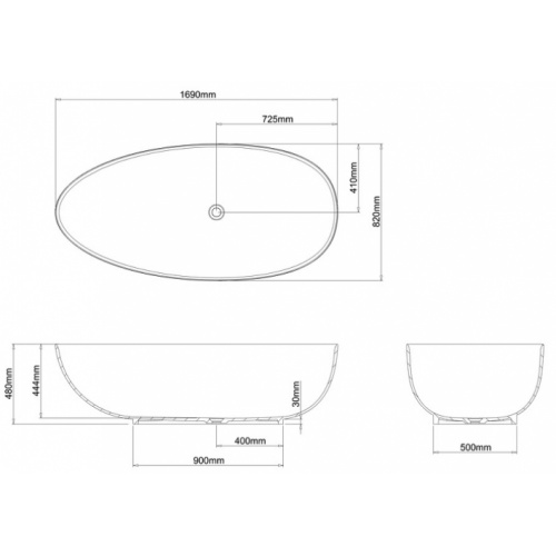 Baignoire à poser CLEARWATER Teardrop Petite M10fcs