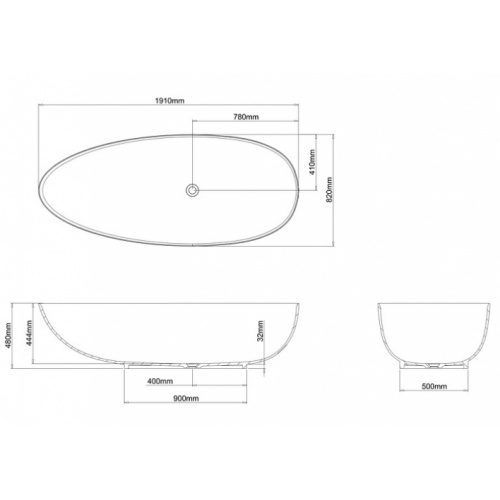 Baignoire à poser CLEARWATER Teardrop Grande M11fcs