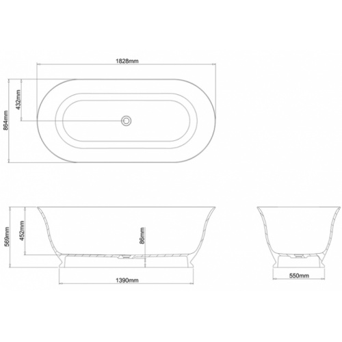 Baignoire à poser Clearwater Florenza Clearwater florenza n23cs cotes