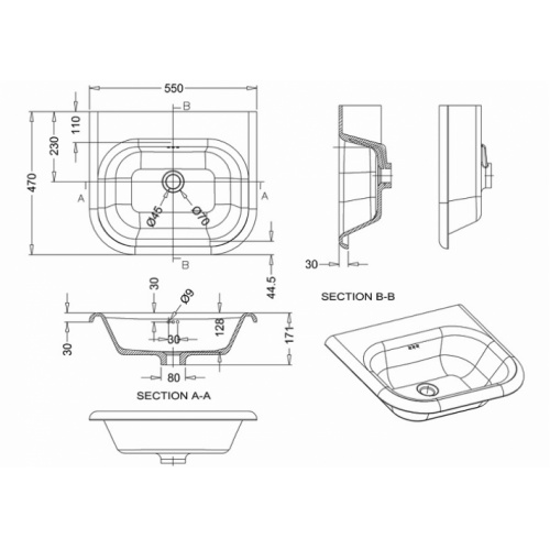 Lavabo CLEARWATER Tradition 55cm à encastrer Clearwater vasque classique 55 cm b7e