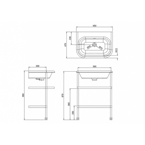 Piétement acier pour vasque Tradition 650 Clearwater vasque classique médium + piétement b8e
