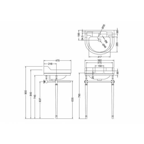 Vasque ronde et console Edouardien BURLINGTON Vasque ronde + console edourdien burlington b6+t24a