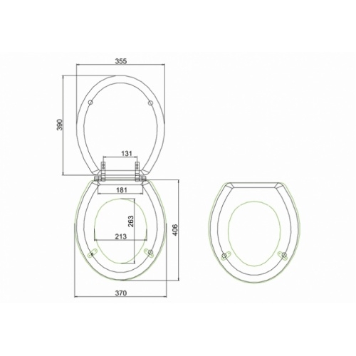 WC Compact BURLINGTON avec levier de réservoir en céramique 520 - Abattant frein de chute Acajou Abattant standard burlington s11 cotes