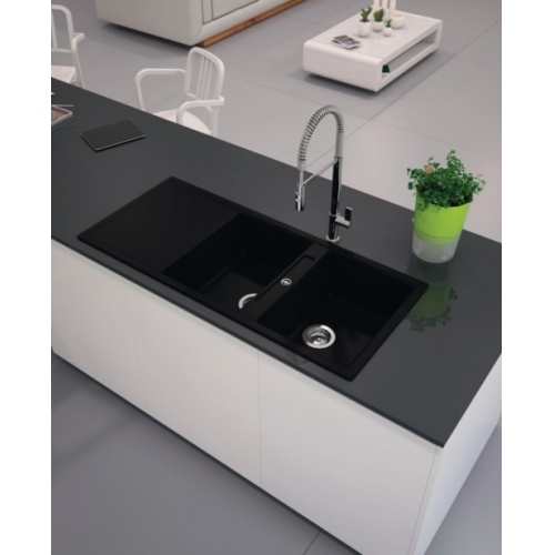 Evier de cuisine CRISTADUR Mono Double cuve Polaris - JS Schock Evier cristadur mono puro evc1921 ambiance