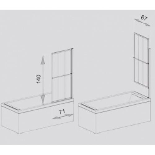 Paroi de baignoire LOFT Screen - Relevable et pivotante 71cm* Loft screen paroi de baignoire pivotante côtes jacuzzi