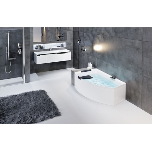 Baignoire asymétrique DIVINA O Hydro Plus Blanc Brillant - Sans robinetterie - Version Gauche