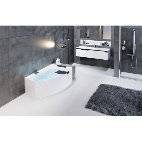 Baignoire asymétrique DIVINA O Hydro Plus Blanc Mat - Sans robinetterie - Version Droite