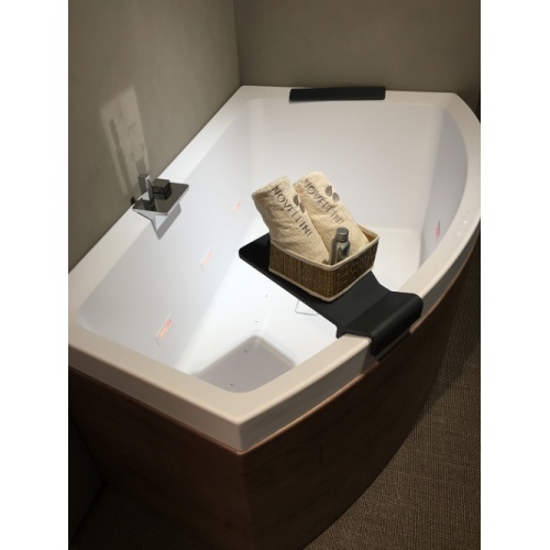 Baignoire asymétrique DIVINA O Hydro Plus Tablier bois - Sans robinetterie - Version Gauche Img 2527