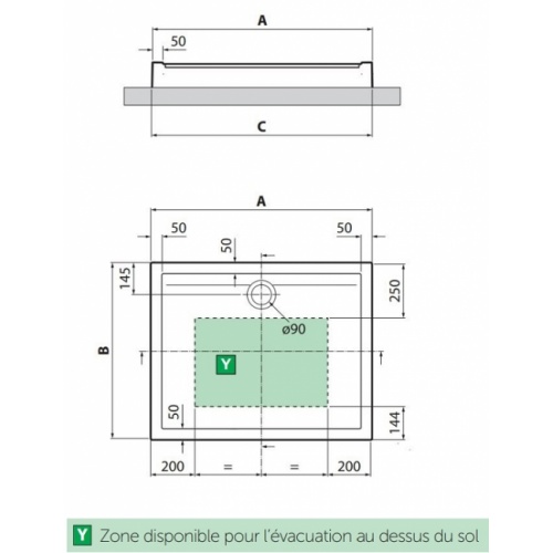 Receveur de douche New Olympic 80x80 à poser New olympic à poser côtes