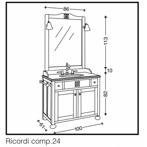 Meuble de salle de bain Ricordi Composition 24 Ricordi 24 côtes Meuble de salle de bain Ricordi Composition 24 Ricordi 24 côtes