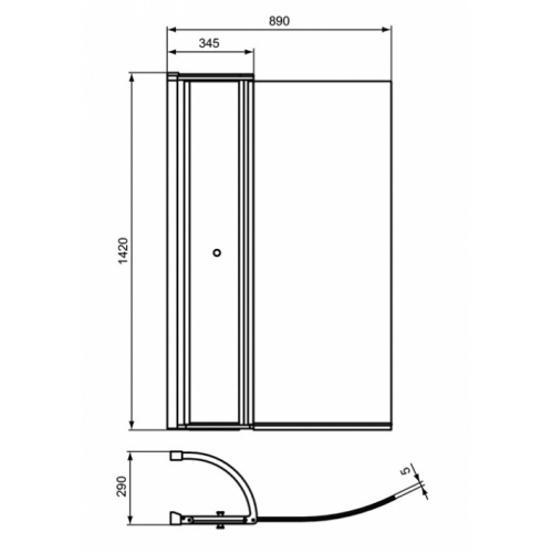 Pare-bain courbe avec volet Connect Air Idealstandard pare bain courbe connect air e1137eo côtes