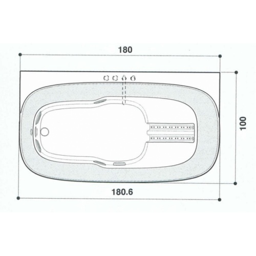 Baignoire MUSE 180x100cm - Installation en Niche - Tête à Droite Muse schéma 180x100 cm tête à droite jacuzzi