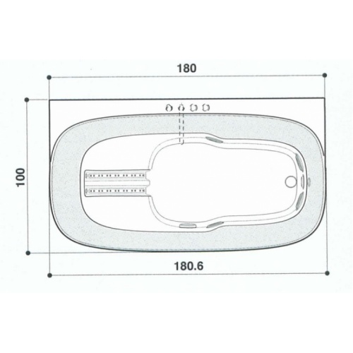 Baignoire MUSE 180x100cm - Installation en Niche - Tête à Gauche Muse schéma 180x100 cm tête à gauche jacuzzi