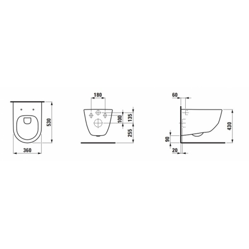 Cuvette suspendue Rimless LAUFEN PRO avec abattant Slim frein de chute Cuvette rimless