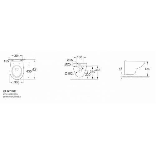 Pack WC Grohe Rapid SL + Cuvette GROHE sans bride Bau Ceramic + Plaque Chromée Bau ceramic 39 427 000