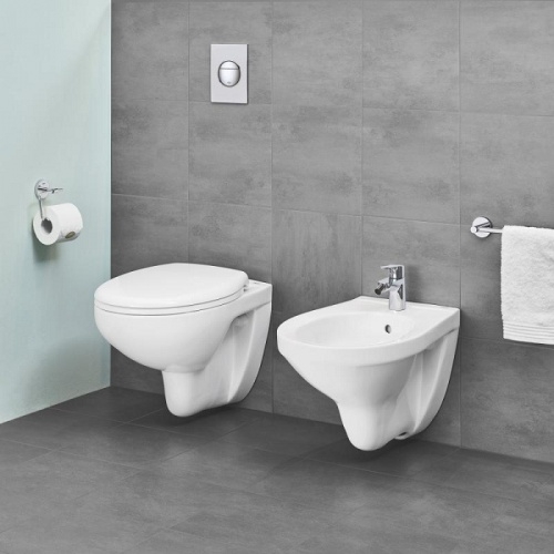 Pack WC Grohe Rapid SL + Cuvette GROHE sans bride Bau Ceramic + Plaque Chromée Bau ceramic wc sans bride 39427000