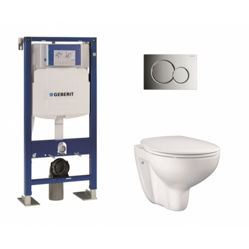 Pack WC Geberit UP320 + Cuvette GROHE sans bride Bau Ceramic + plaque sigma CHR brillante 