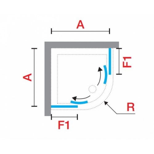 Paroi 1/4 de rond 2 portes coulissantes LUNES 2.0 R 75x75 cm - Transparent - Silver 0 r rond