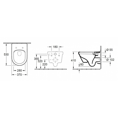 Cuvette suspendue sans bride ARCHITECTURA avec abattant frein de chute Villeroy et boch architectura design 5684 r0 schéma