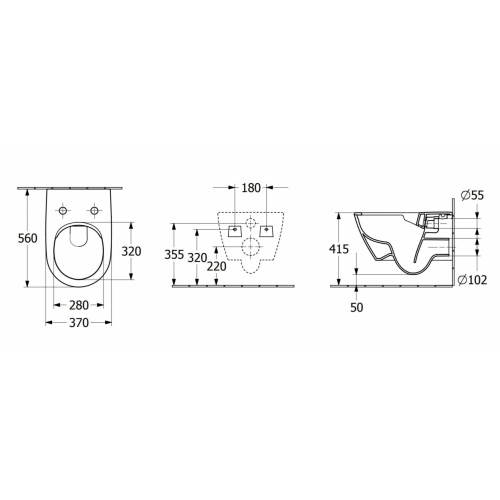 Pack WC Grohe Rapid SL + Cuvette Subway 2.0 Villeroy + Plaque Blanche SUBWAY 2.0 Schéma 5614