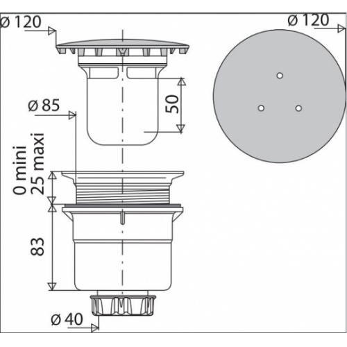 Bonde de douche diam 90 SV - 5540 Bonde de douche diam 90 sv 5540