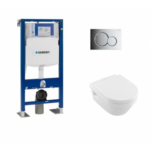 Pack WC Geberit UP320 + Cuvette Architectura D Villeroy + plaque Sigma Chromé Brillant