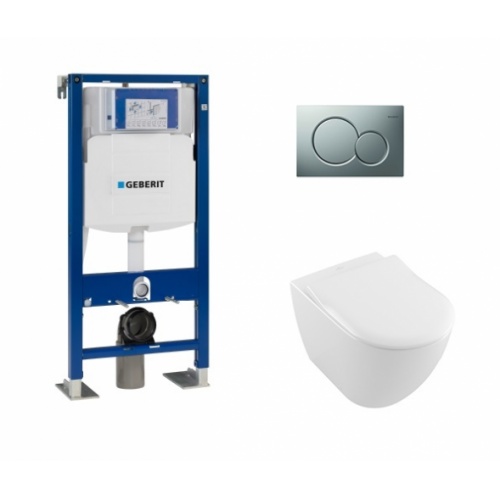 Pack WC Geberit UP320 + Cuvette VILLEROY ET BOCH Subway 2.0 + plaque Sigma Chromé Mat