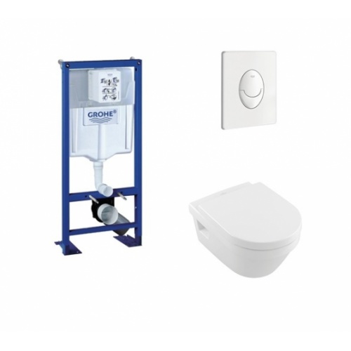 Pack WC Grohe Rapid SL + Cuvette Architectura D Villeroy + Plaque Blanche