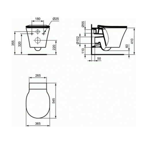 Cuvette suspendue sans bride CONNECT AIR AquaBlade + Abattant frein de chute Id cuvette connect air e008701