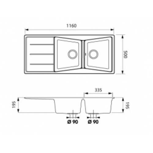 Evier de cuisine OPUS 2 cuves Croma - EV1121 Ev1121 opus 2 cuves