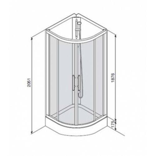 Cabine de douche 1/4 de rond CARAT 90x90 cm Thermostatique Carat r 90x90 cm schéma