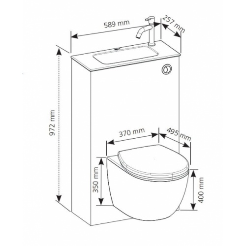 Pack WC Lave-Mains TRIO 3 - Gain de place Schema trio